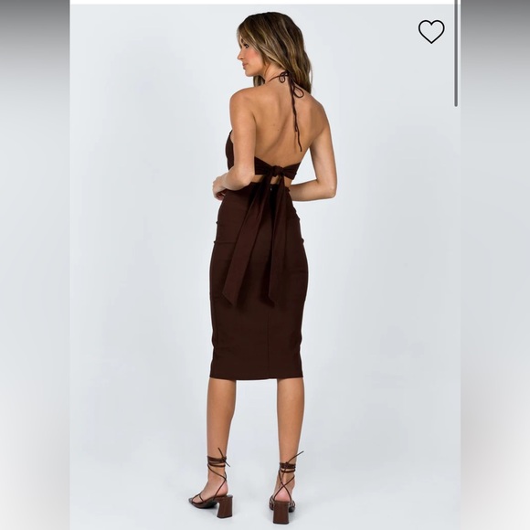 Princess Polly Brown midi halter cut out backless dress - Picture 2 of 5